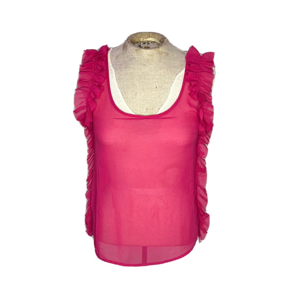 Tini Lili | Size Small‎ | Hot Pink Ruffled Blouse | Women's